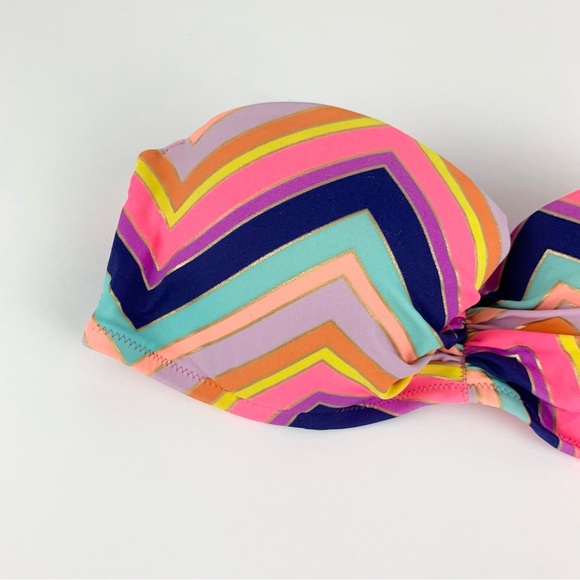 Victoria’s Secret Chevron Striped Rainbow Strapless Halter Bikini Top 34C - Picture 2 of 6